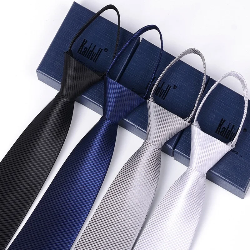 2024 Designer New Fashion 8cm Ties for Men Zipper Neckties Wedding Formal Suit Interview Work Business Accessories with Gift Tie