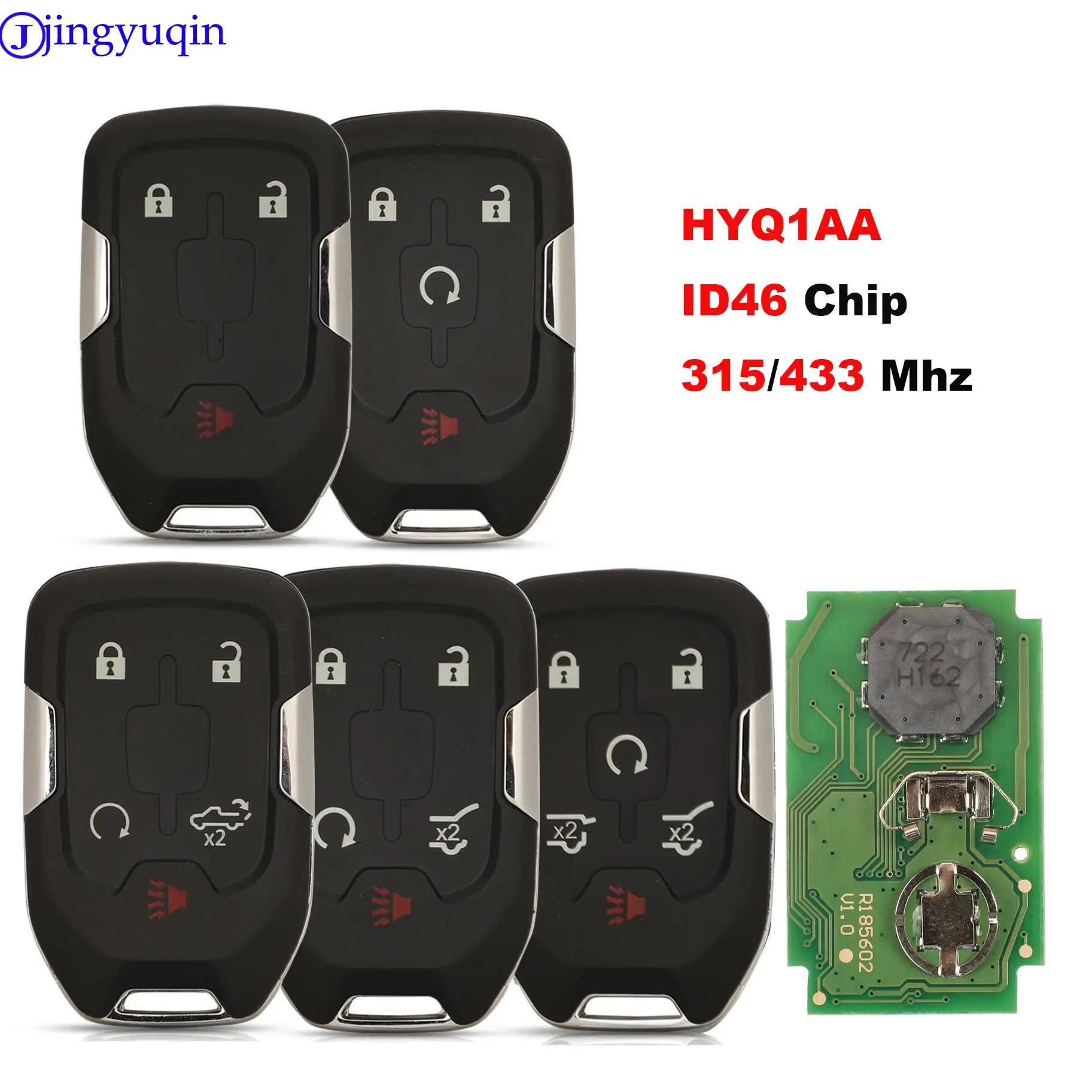 jingyuqin Remote Car Key For Chevrolet Tahoe Silverado Suburban Tahoe GMC Sierra Acadia Terrain Yukon HYQ1AA ID46 315/433 Mhz