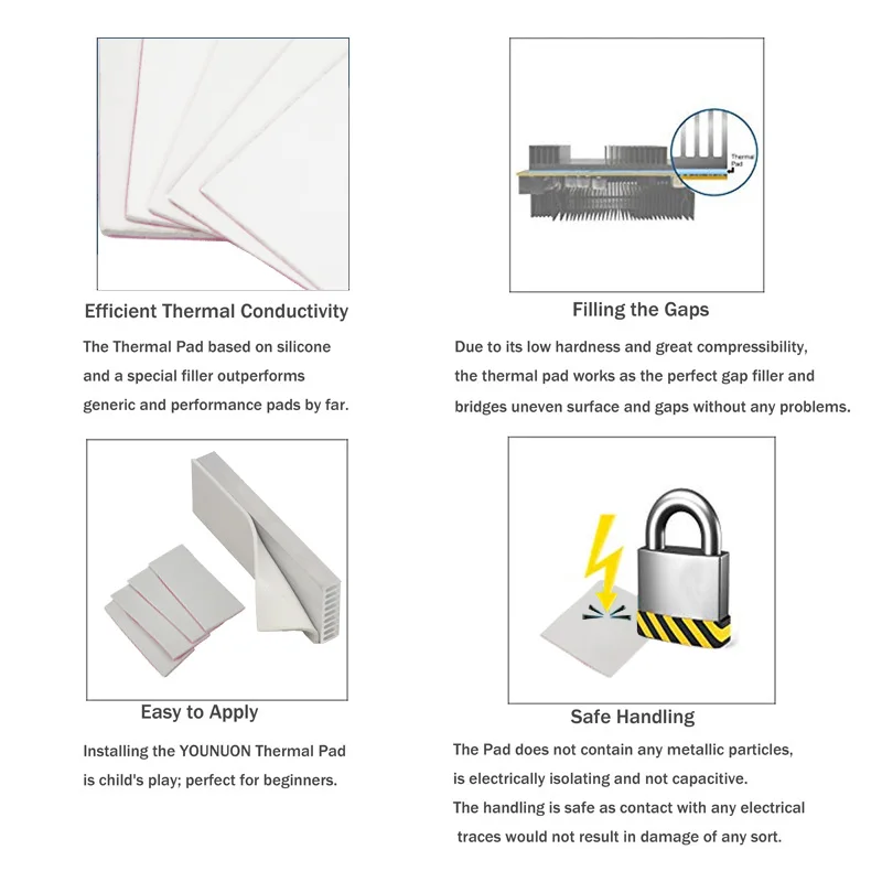 2PCS White 100x100mm Thermal Pad GPU CPU Heatsink Cooling Conductive Silicone Pad 0.5/1/1.5/2/2.5/3/4/5mm Thickness Thermal Pad