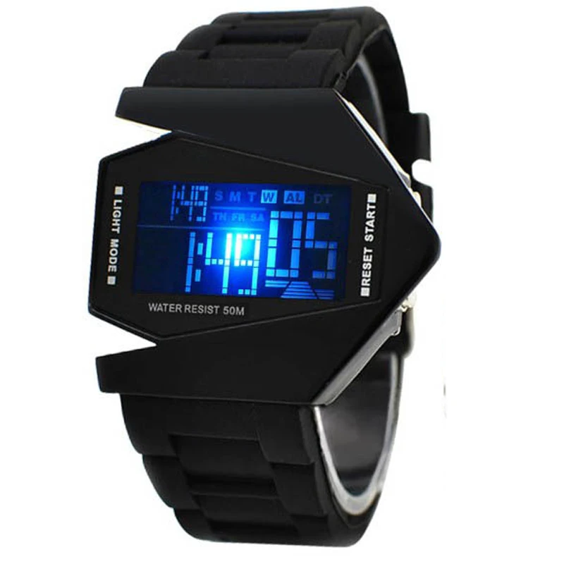 Creative Watches Men Fashion Led Digital Watches Men Sports Watches Aircraft Bomber Flashlight LED Military Force Led Watches