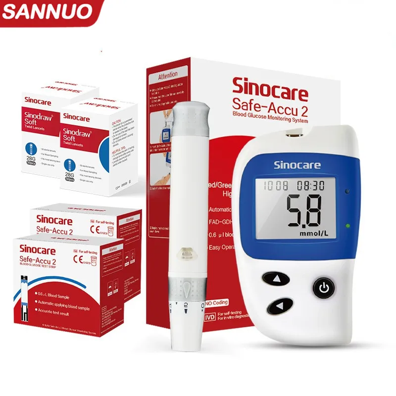 

Sannuo Sinocare Safe Accu2 Blood Glucose Meter Diabetes Glucometer GLM 50/100 Test Strips Lancets Blood Sugar Test