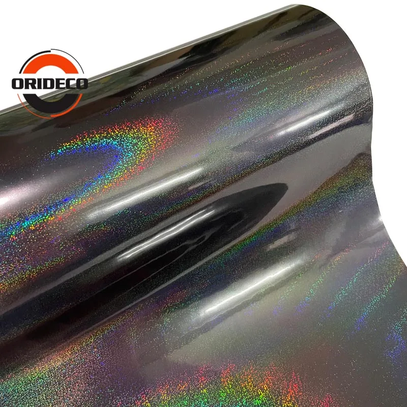 

Holographic Glitter Sparkle Black Vinyl DIY Adhesive Car Wrap Foil Roll With Air Release Bubble Free