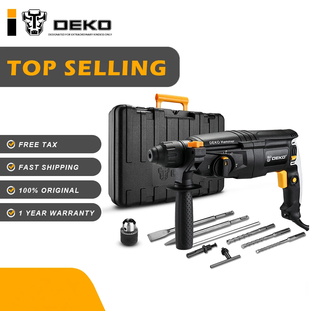 DEKO GJ181 220V 26mm 4 Functions AC Electric Rotary Hammer with BMC and 5pcs Accessories Impact Drill Power Drill Electric Drill