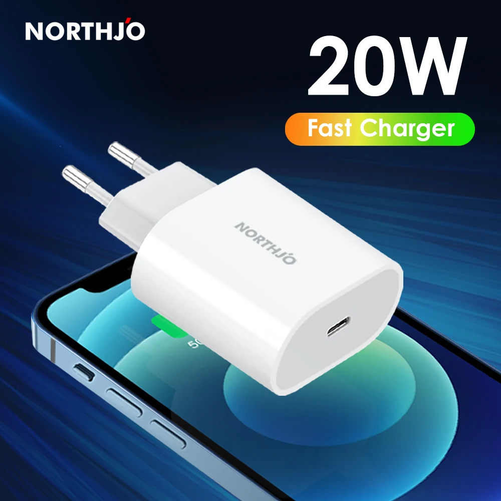 

NORTHJO PD 20W 18W Quick Charge USB Type C Fast Charger Cable Charging Syncing Cord for iPhone 12 Pro Max 11 X S XR 8 7 6 5 Plus