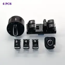 6 Pcs Chrome Headlight switch Without folding mirror switch For VW Golf MK5 Rabbit Tiguan Passes B6 B7 CC 5ND941431B 5ND959565B