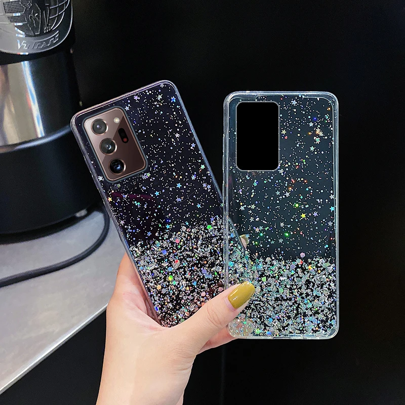 Luxury Bling Glitter Silicone Phone Case For Samsung Galaxy S10 S24 S23 S22 S21 S20 FE Note 20 Plus Ultra-thin Transparent Cover