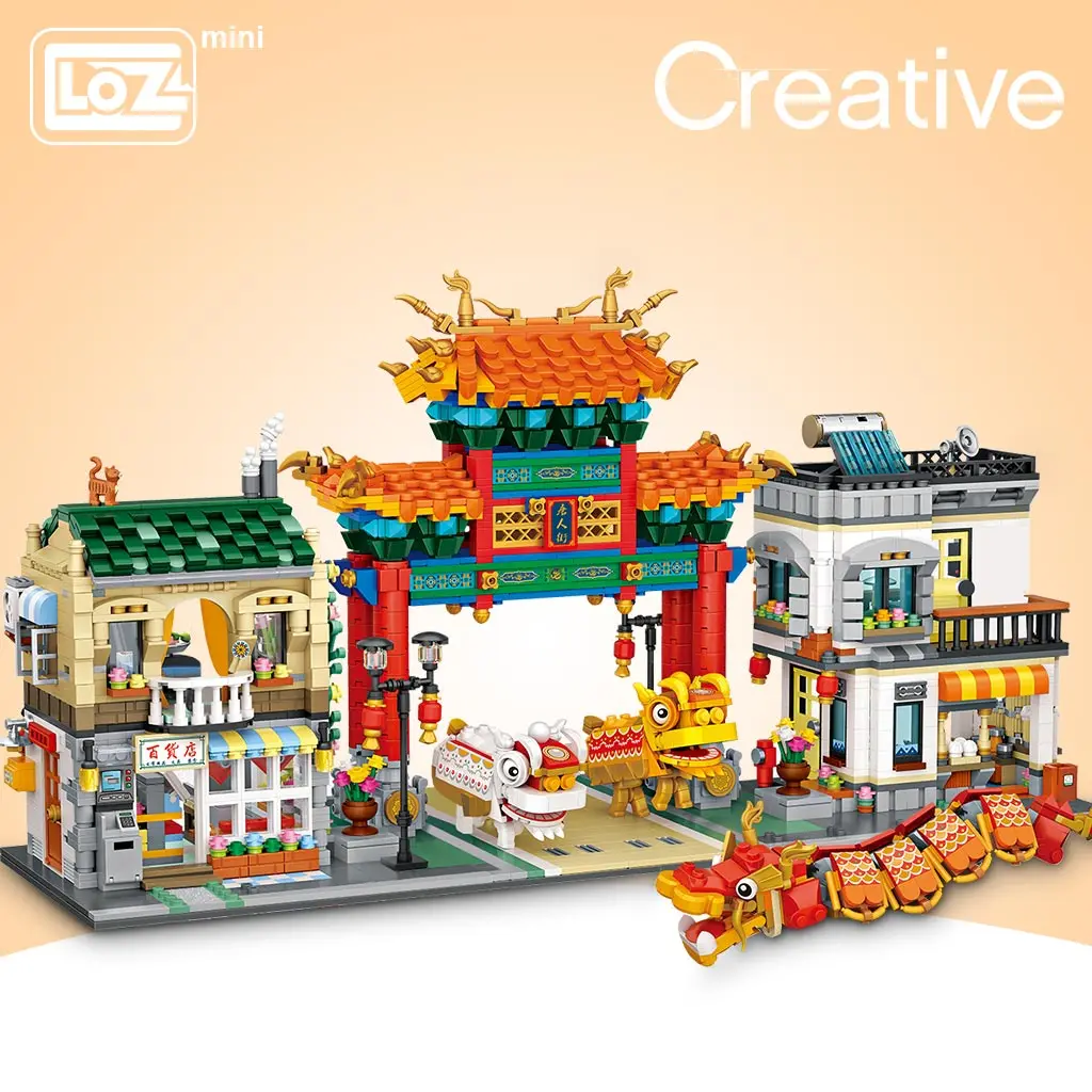 LOZ Mini Block Mini Street City Big China Street Mini puzzle Chinatown small particles building block toys Chinese style Model