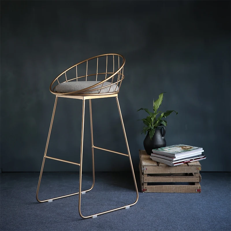 

Simple Bar Stool Wrought Iron Bar Chair Gold High Stool Modern Dining Chair Iron Leisure Chair Nordic Bar Chair 45/65/75/85cm