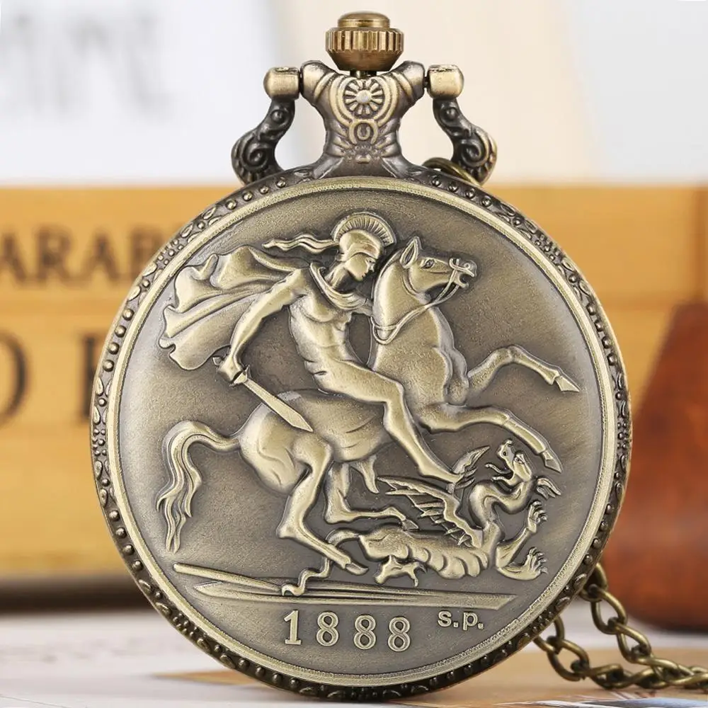 Retro Bronze Victoria Britt:Reg:F:D: Coin Quartz Pocket Watch Vintage Necklace Pendant Chain Antique The Crafts Art Collectibles