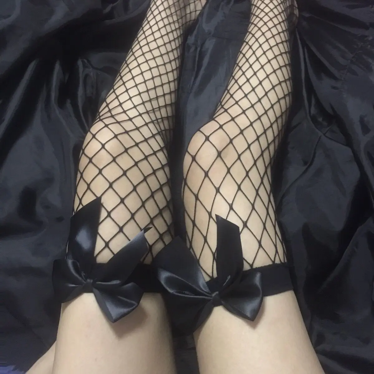 

Stockings Sexy Female Loli Bow Fishnet Stockings Hollow Over The Knee High Stockings Thigh High Socks