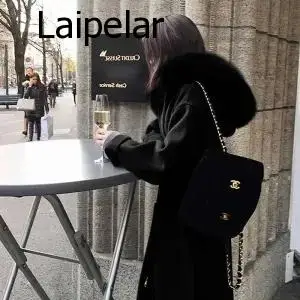 Abrigos de lana de manga larga con Cuello de piel para mujer, abrigo grueso y cálido con capucha y cremallera, ropa de calle con bolsillos para invierno