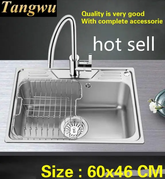 

Бесплатная доставка, модная домашняя кухонная раковина с одним желобом, стандартная пищевая нержавеющая сталь 304, горячая Распродажа, 600x460 мм