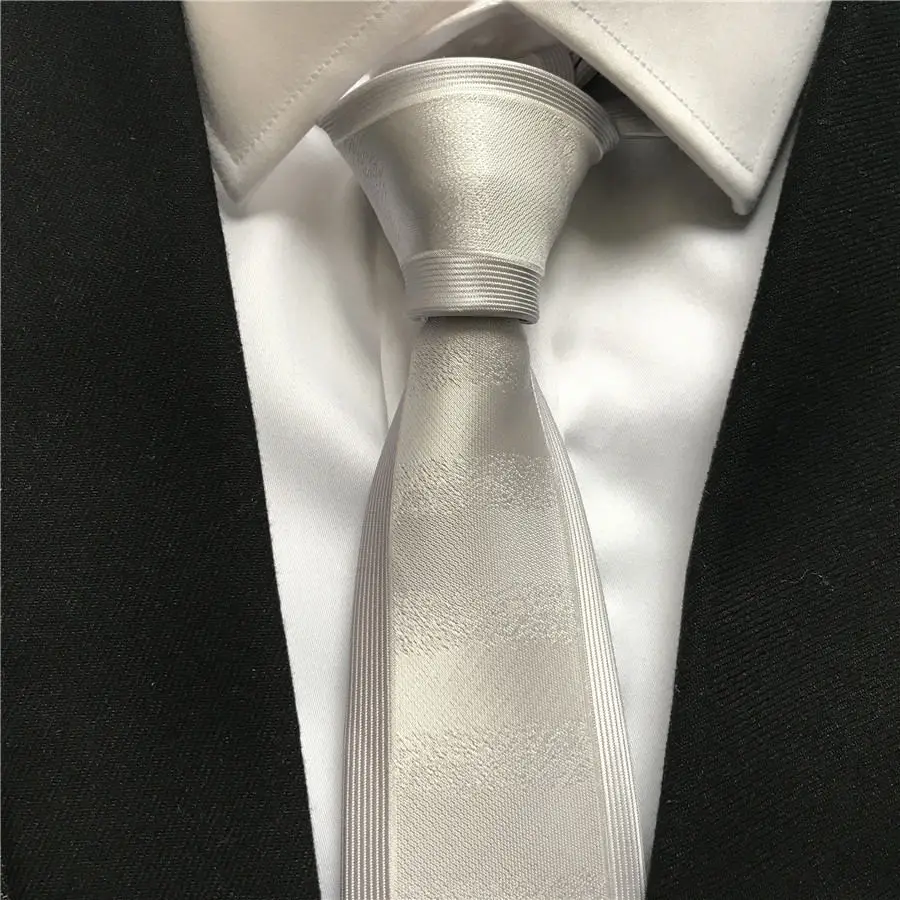 

Men's Ties Jacquard Woven Neck Tie Solid White Bordered Neckties Gravata to Match Dress Suits