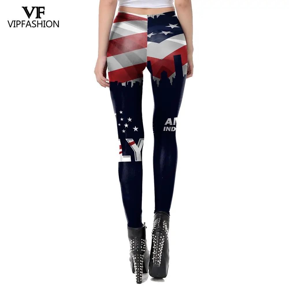 Leggings Fitness VIP FASHION New Women quarto di luglio Festival stampato bandiera americana vita alta elasticità Legging per donna