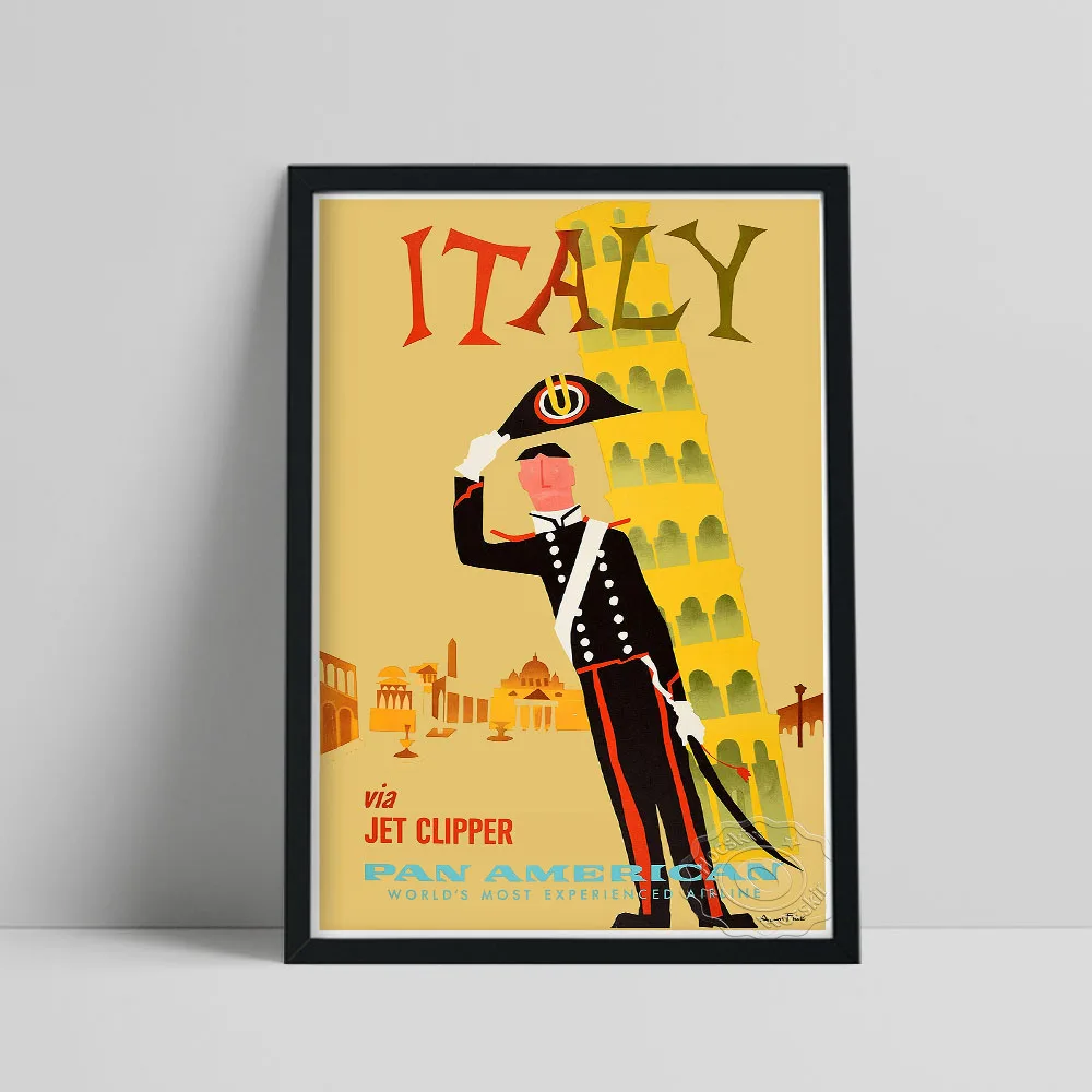 

World Airline Travel Print Poster, To Italy Scenic Spot Art Canvas Painting, Italy Vintage Art Special Souvenirs Home Wall Decor