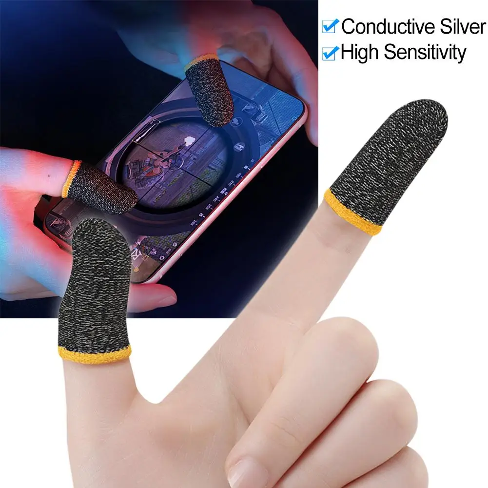 2Pcs Mobile Game Finger Sleeves Cots for pubg Breathable Sweat Proof Carbon Fiber Thumb Protector Tablet Screen Touch Gloves