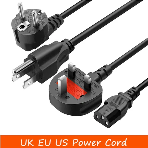 Black IEC320 C13 to AU US UK EU Power Cord India Israel Russia BS1363 13A Britain Extension Power cable 3*0.75mm 1.5M 1.8M 10A