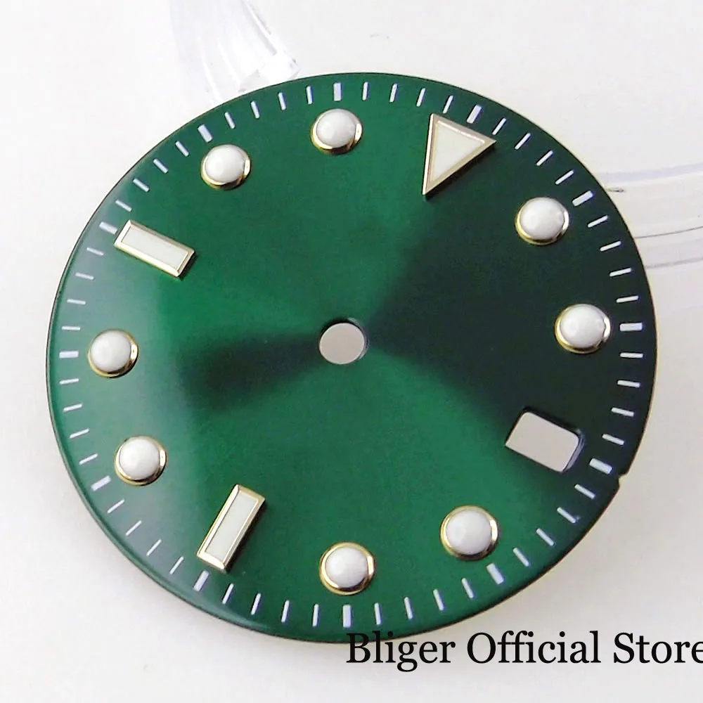 BLIGER  28.5mm Green Watch Dial Gold Edge Index fit ETA 2824 2836 PT5000 MIYOTA 8215 821A 8205 DG MINGZHU 2813 NH35A NH36A