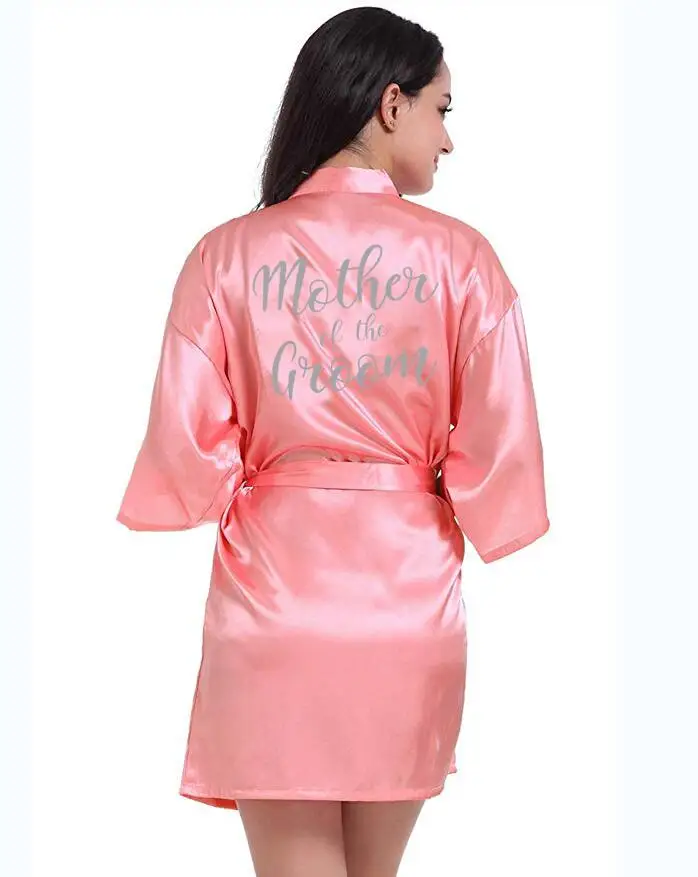 Silver Glitter Women Bridesmaid Robe bridal robe Coral robe Satin Silk Wedding Bride Maid of Honor Dressing Gown