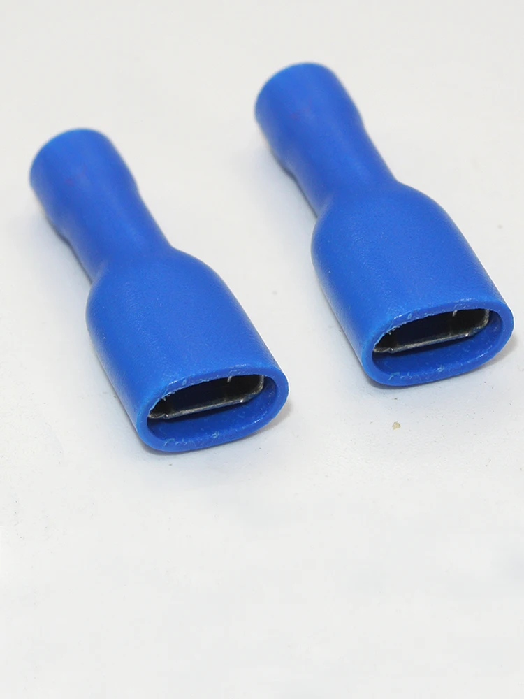 1000 szt. 6,3 mm FDFD1.25-250 FDFD2-250 W pełni Izolowane Żeńskie Łopatki Elektryczne Złącza Zaciskane — zdjęcie 2