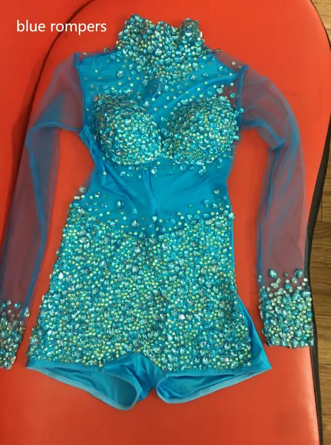 5 kleuren Grote Steen Mesh Bodysuit Verjaardagsfeestje Dans Sexy Outfit Nachtclub Bar Vrouwen Zanger Team Kostuum Steentjes Kleren