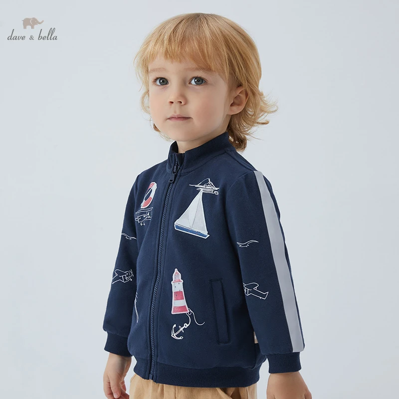 

DB16746 dave bella spring baby boys fashion cartoon print pockets coat children tops infant toddler outerwear