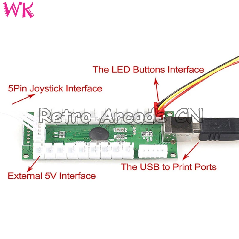 Arcade joystick pc 2 Player DIY Kit LED Buttons Microswitch USB Controller Encoder Cable To PC MAME Raspberry Pi