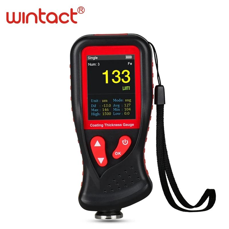 

Wintact Coating Thickness Gauge Car Film Digital Thickness Gauge Tester 0-1300um LCD Rechargeable Body Paint Thickness Meter