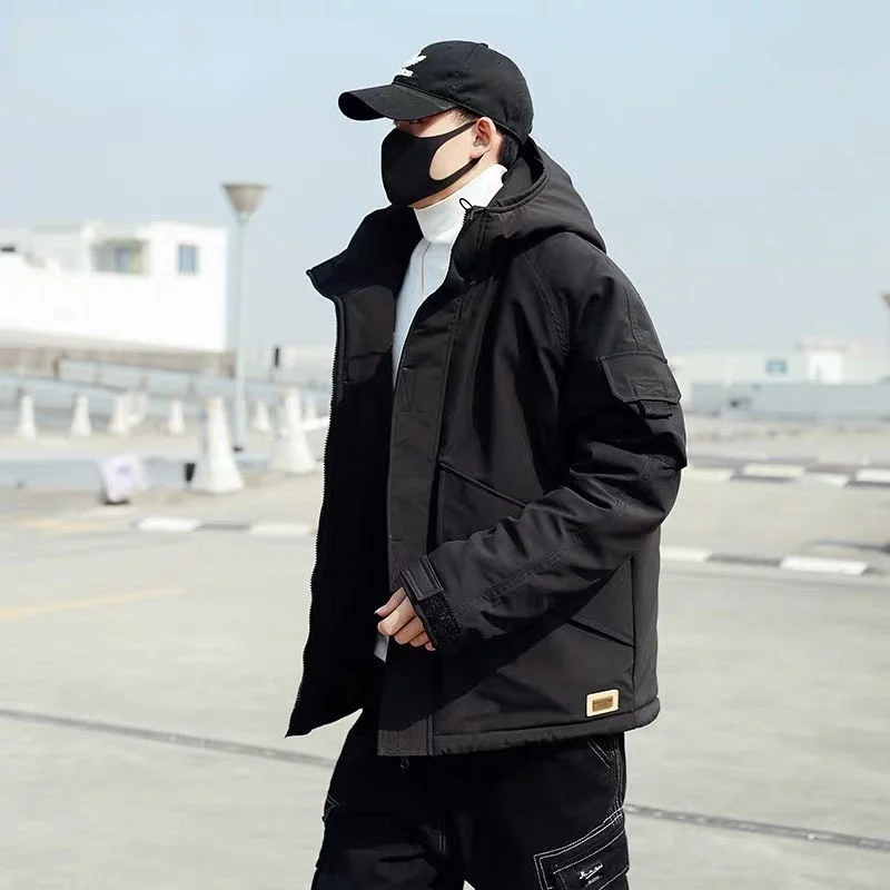 Winter 2022 New Fashion Hooded Jacket Outwear Mens Cotton Padded Pilot Bomber Jacket Coat Casual Thick Warm Male Jackets B355