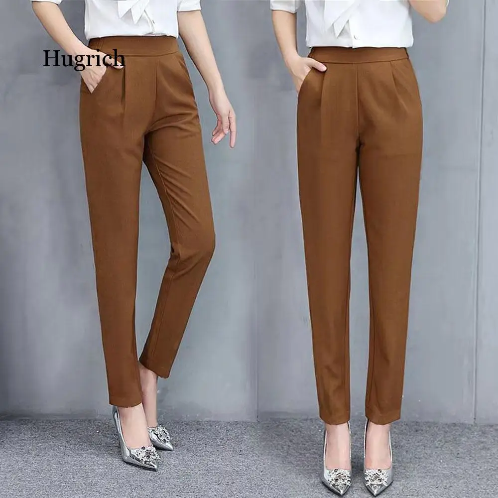 Suit Pants Female Nine Points Summer Korean Version of The New Thin Section Loose Straight Pants Black Smoke Tube Harem Pants