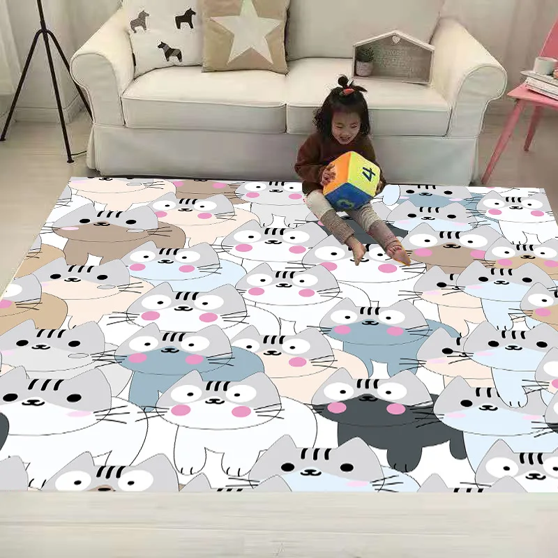 

Funny Animal Cat Rug Soft Flannel 3D Printed Rugs Parlor Mat Area Rugs Anti-slip Large Carpet Rug Living Room Decor 03