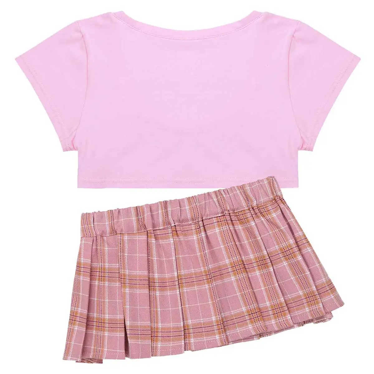 Damen japanische Dessous Partys sexy Schulmädchen Kostüme Clubwear Brief Crop Tops mit Mini Plaid Falten rock