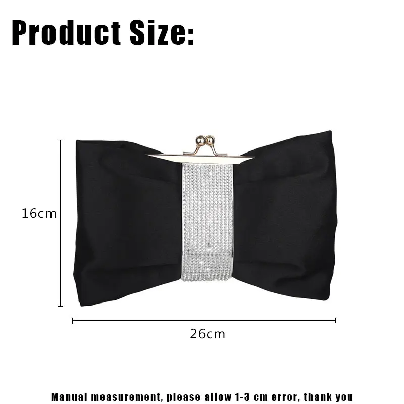 YoReAi Women\'s Wedding Clutch Bag Luxury Rhinestone Bow Handbag Banquet Gold Evening Party Purse Chain Diagonal Shoulder Bags