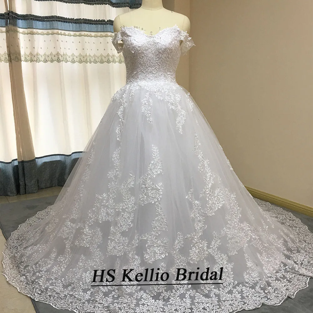 Vestido de novia personalizado, muestra Real, Apliques de encaje, vestido de baile, vestidos de novia con cola de 1 M, vestido de novia de cola real