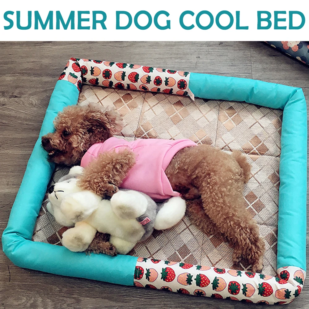 

Summer Dog Bed Cushion Cool Bamboo Mat Pet Mats Bed for Dogs Puppy Cat Bed Kennel Matress for Small Medium Large Dogs Bed