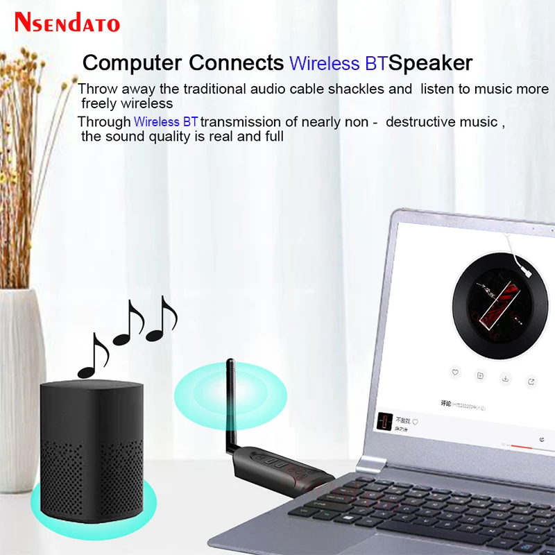 Wireele-adaptador inalámbrico BT 5,0 para TV, PC y PS4, transmisor de Audio de 3,5mm con conector AUX, apt-x, AptX de baja latencia