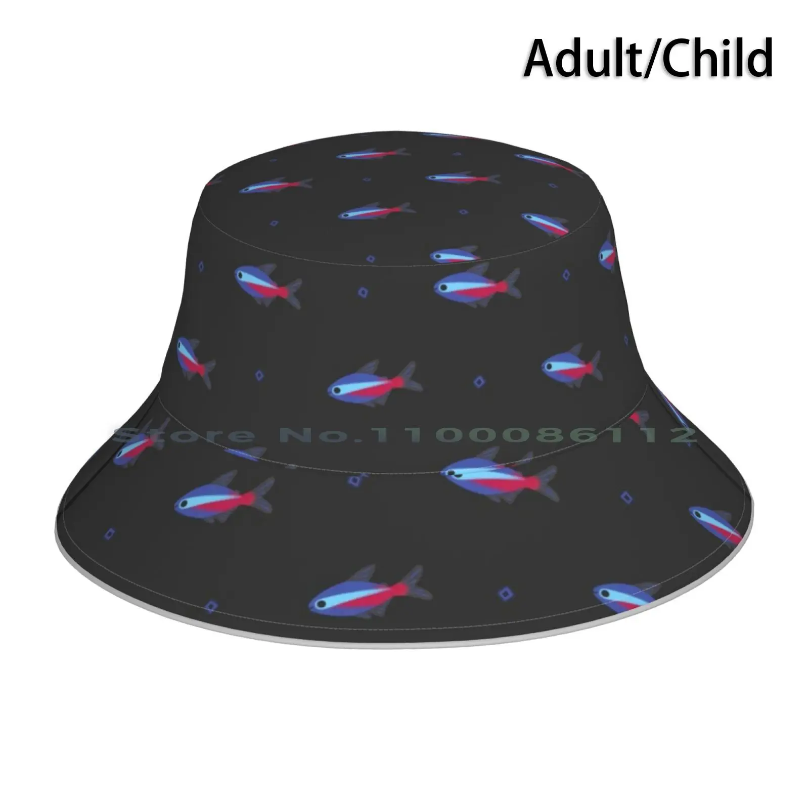 Sombrero de cubo Cardinal Tetra, gorra para el sol, Cardinal Tetra Neon Tetra, peces tropicales, Acuario de agua dulce, pecera, Animal lindo