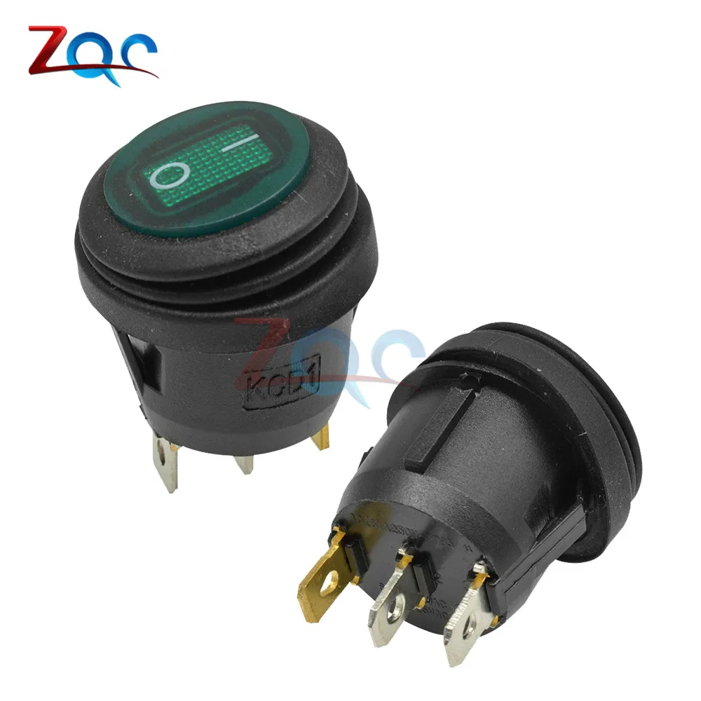 5 pz 20mm On-OFF 6A/250V 3 Pin sigillato impermeabile Auto barca Marine Round Toggle SPST interruttore a bilanciere pulsante con LED KCD1