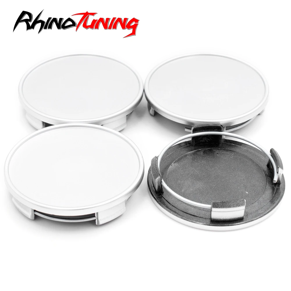 

4pcs 65mm 61mm Flat Wheel Hub Caps For Rim Universal Center Cover 4Clip Refits Styling Car Accessories Silver ABS Plastic