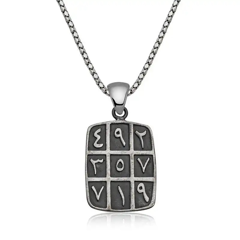 Silver Numerological Necklace 925 Sterling Men Jewelry Wedding Party Birthday Gift - Box - Pendant - Chain Choker - Man - Fashion