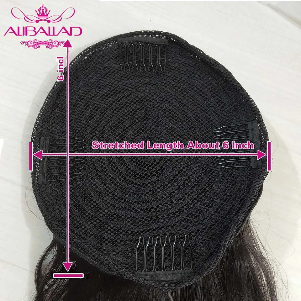 Alibalad-coleta rizada con cordón para mujer negra, extensiones de cabello humano brasileño Afro con Clip, Remy, 150g, 4 peines