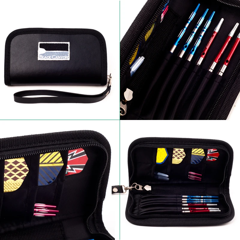 Dart Bag Leather Dart Bag Black Recreational Shooting Game Dart Organizer Portable Compact Dart Rod Organizer