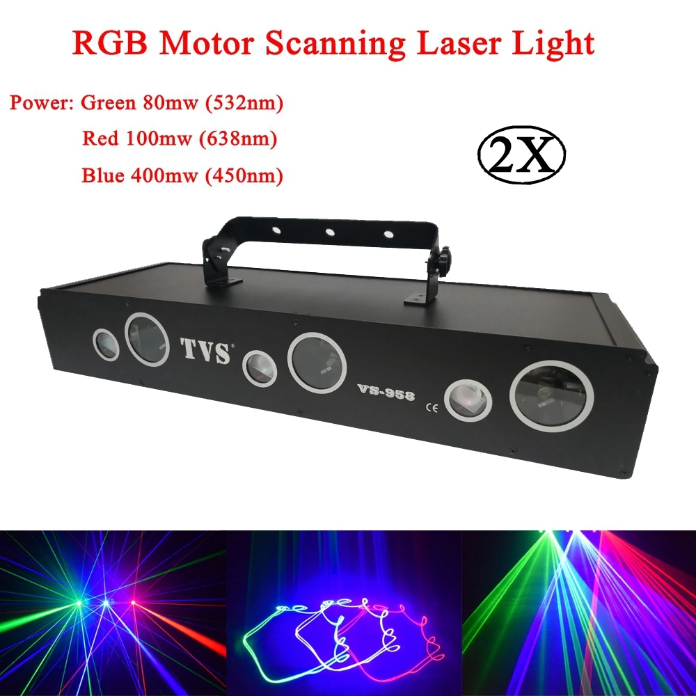 2Pcs/Lot RGB Motor Scanning Laser Beam Light Stage Disco Party Christmas Decoration Laser Lights DMX512 Sound DJ Equipment