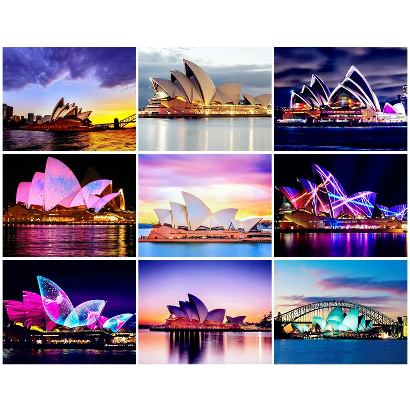 DIY 5D Diamond Painting Scenery Full Square Drill Diamond Embroidery Sydney Opera House Home Decoration Diamond Mosaic Beadwork