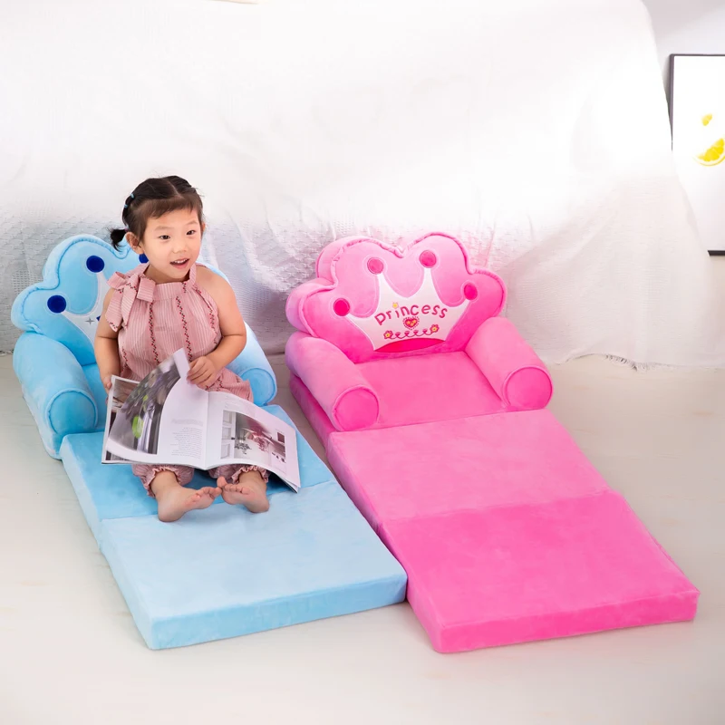 Kids Small Chair Sitting Seat Children Baby Cartoon Animals Plush Soft Comfortable Sofa 115cm Folding Bed Cover Detachable