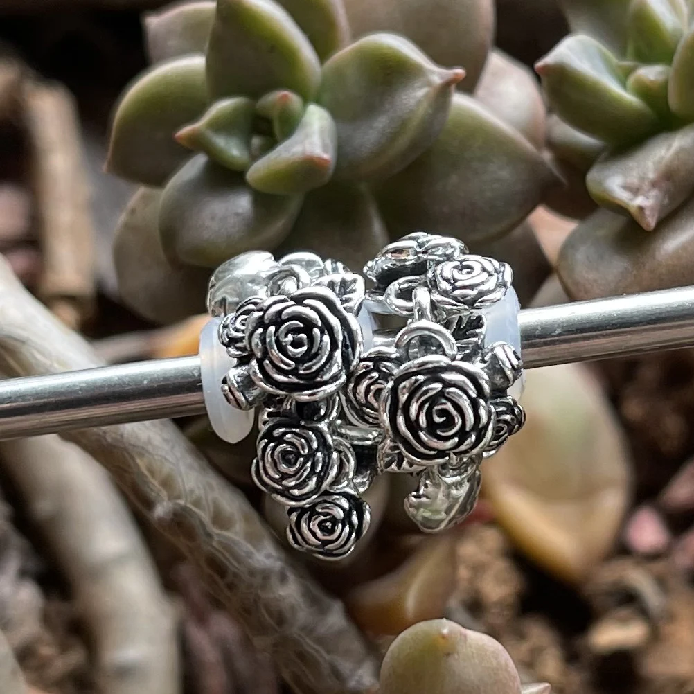 Mistletoe Jewelry 925 Sterling Silver Flowers Roses Spacer Charm Bead