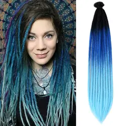 Extensões Dreadlock com Ombre preto e roxo, 10 fios, Dreads artesanais sintéticos, Reggae Handmade, Crochet Dreadlocks cabelo, 22