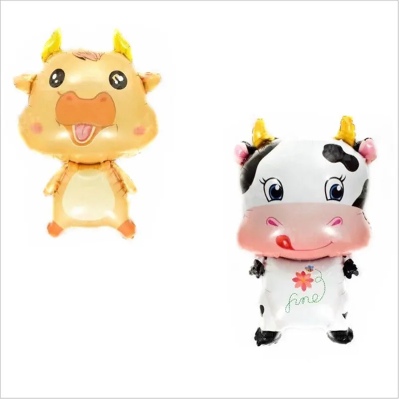 Mini Cow Aluminum Film Balloon New Year Decoration Golden Horn Cow Cartoon Balloon Party Decoration Balloon Toy Balloon