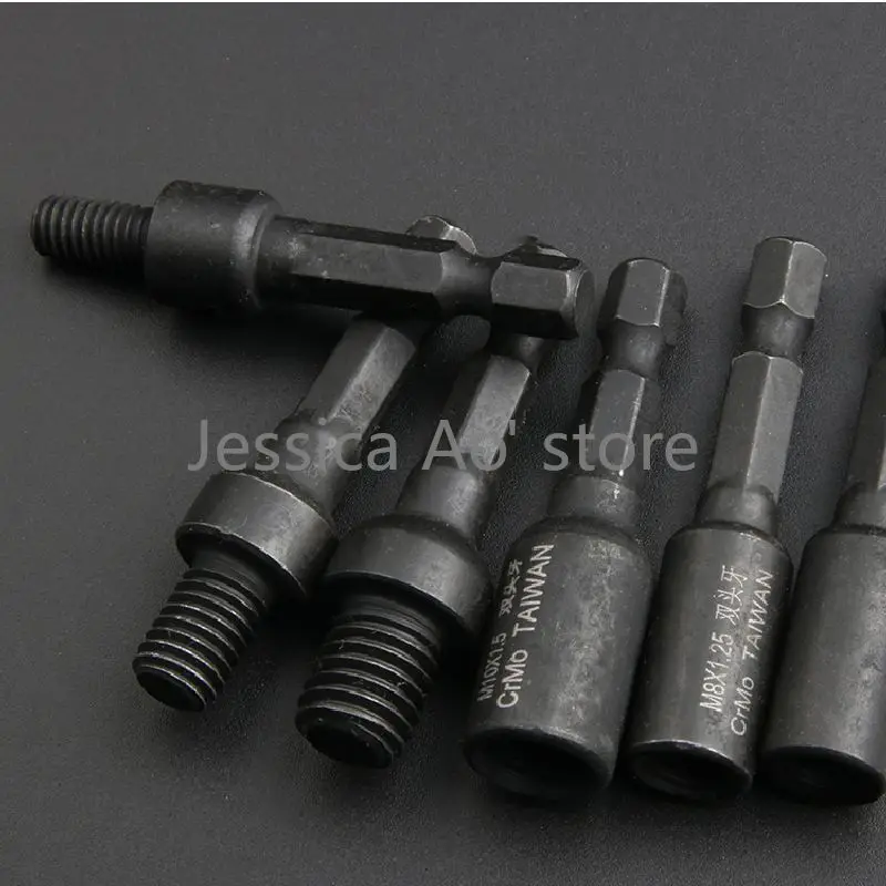 2pcs M6 M8 M10 6.35mm 1/4'' Hex Shank Internal and External Socket Double Head Screw Driver Nut Self Tapping Sleeve