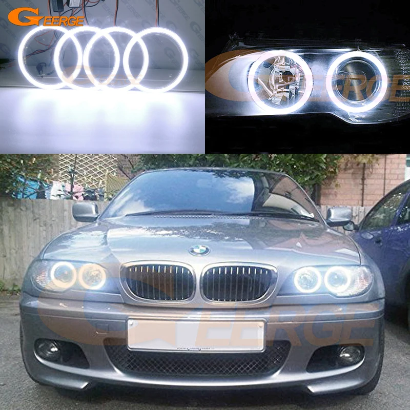 

For BMW 3 Series E46 Coupe Cabrio Convertible 2004 2005 2006 LCI Excellent Ultra Bright COB Led Angel Eyes Halo Rings Day Light